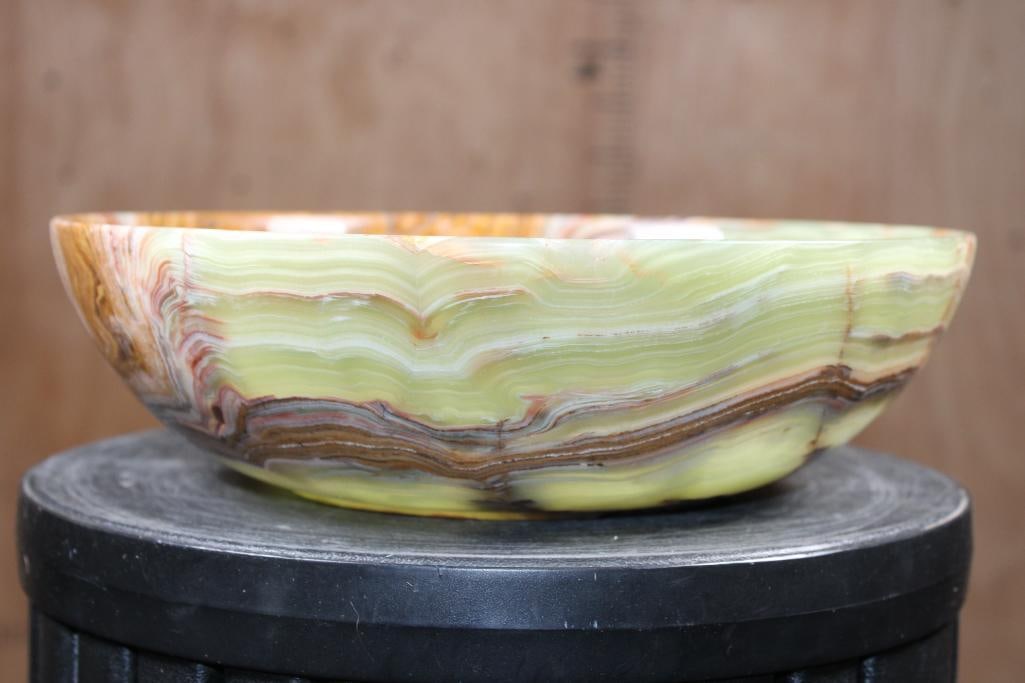 Big Polished GREEN BANDED ONYX Bowl - 5