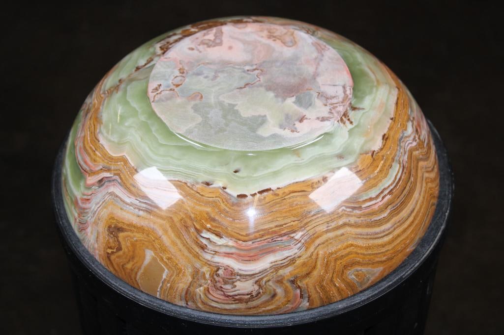 Big Polished GREEN BANDED ONYX Bowl - 7