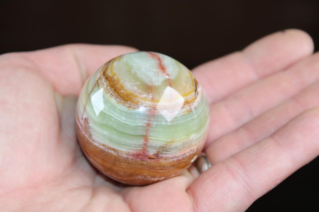 (4) Polished BANDED ONYX Mineral Spheres, Weight: 1 lb - 2