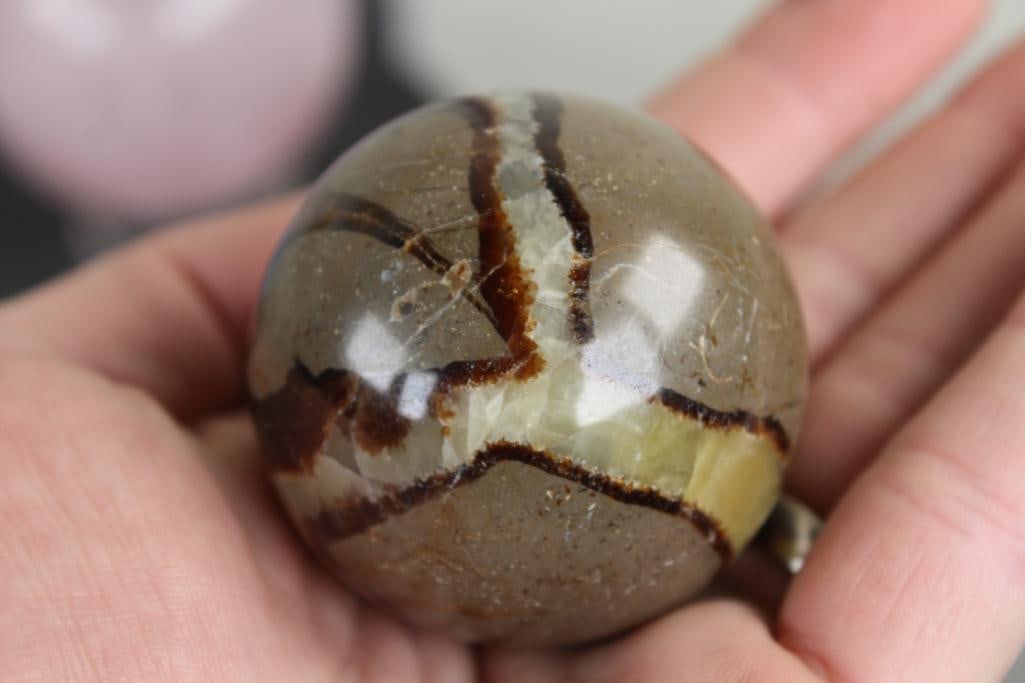 (4) Polished Mineral SPHERES with Plastic Ring Stands - 6