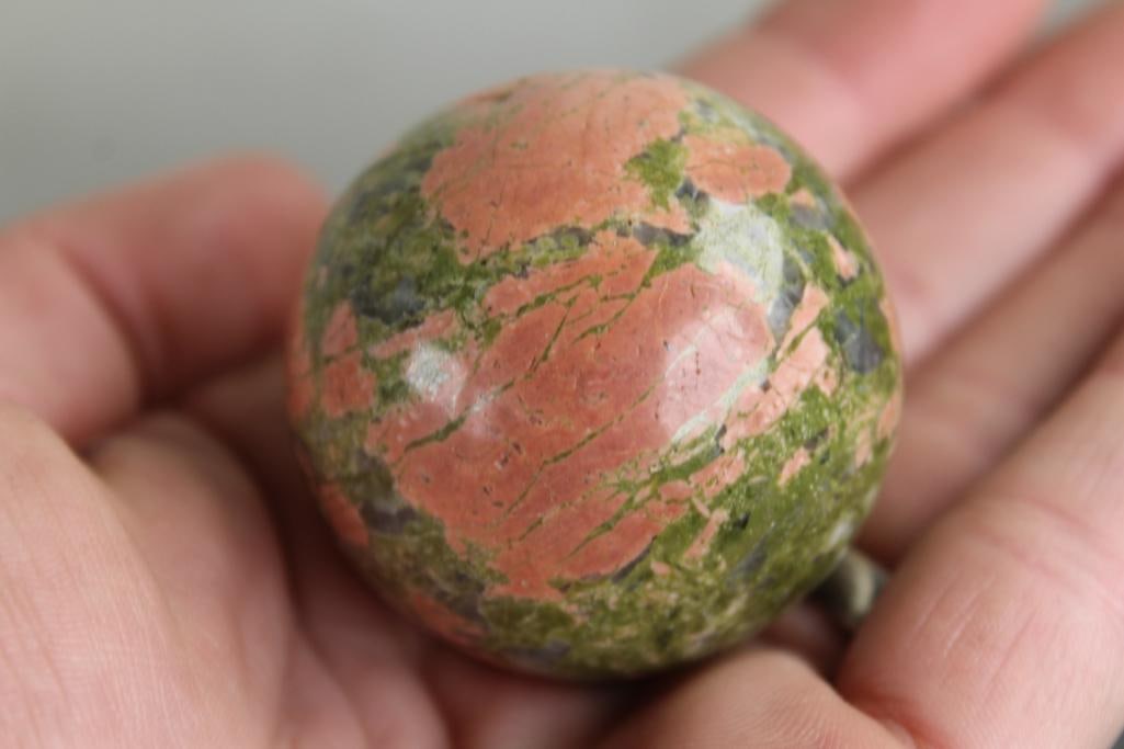 (4) Polished Mineral SPHERES with Plastic Ring Stands - 8