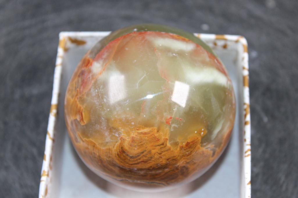 Polished GREEN BANDED ONYX Mineral Sphere, Weight: 1 lb - 4