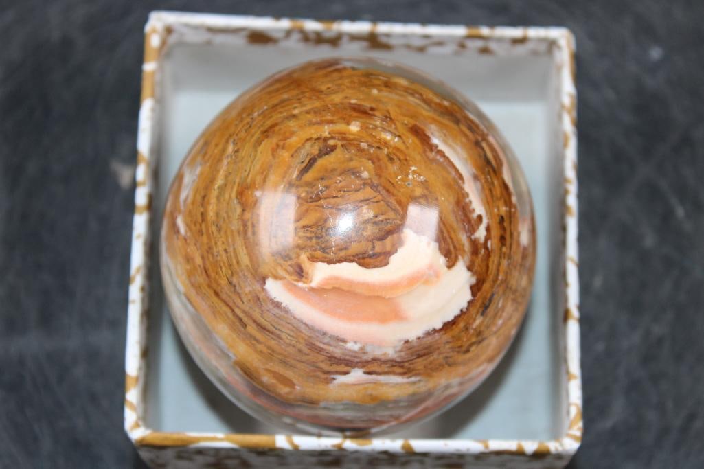 Polished GREEN BANDED ONYX Mineral Sphere, Weight: 1 lb - 3