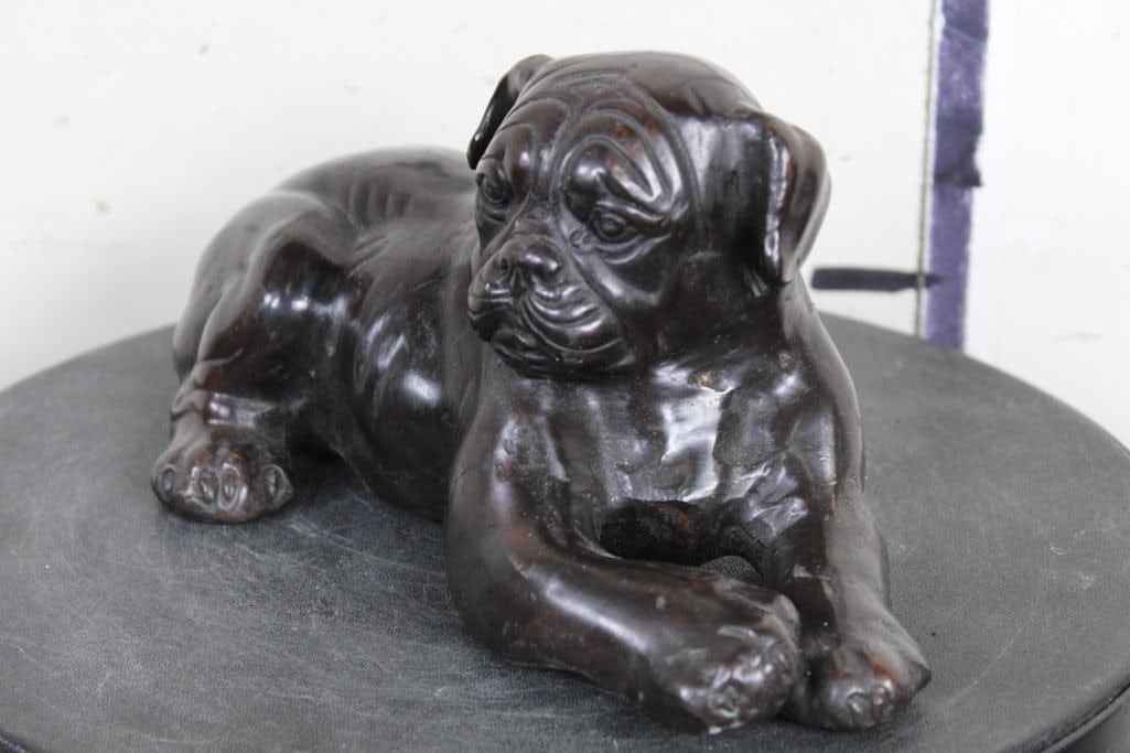 Laying BULLDOG Puppy Bronze Sculpture, Weight: 3 lbs - 2