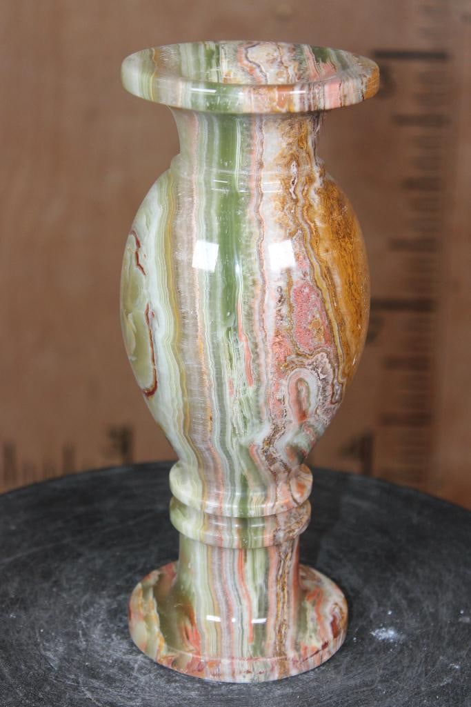 Big Polished GREEN BANDED ONYX Vase - 5