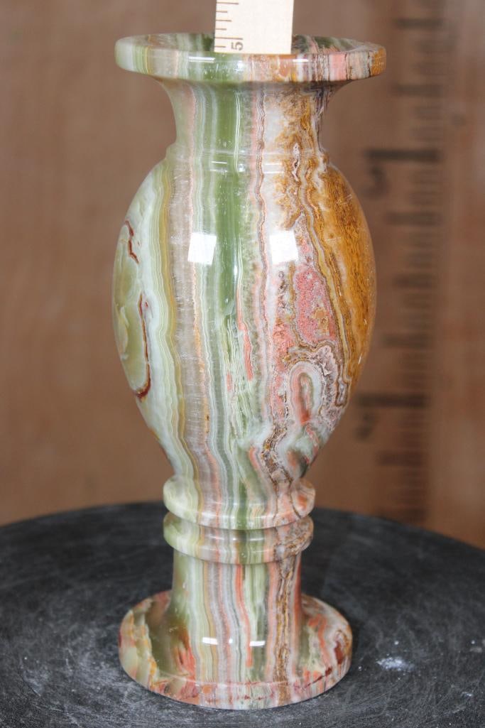Big Polished GREEN BANDED ONYX Vase - 7