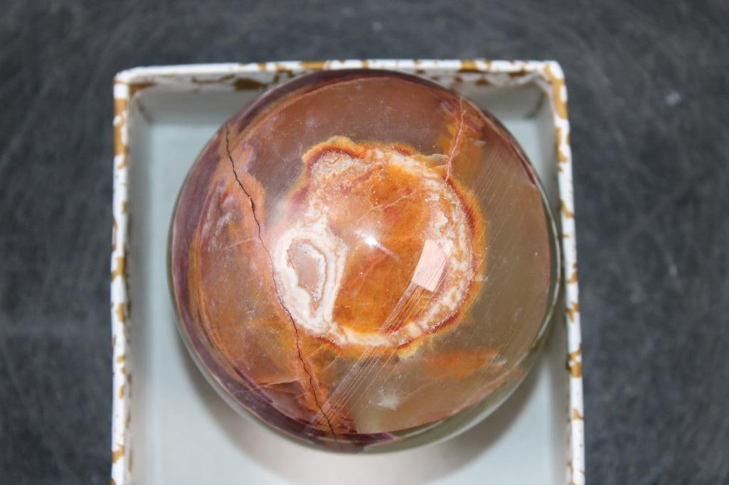 Polished GREEN BANDED ONYX Mineral Sphere, Weight: 1 lb - 4