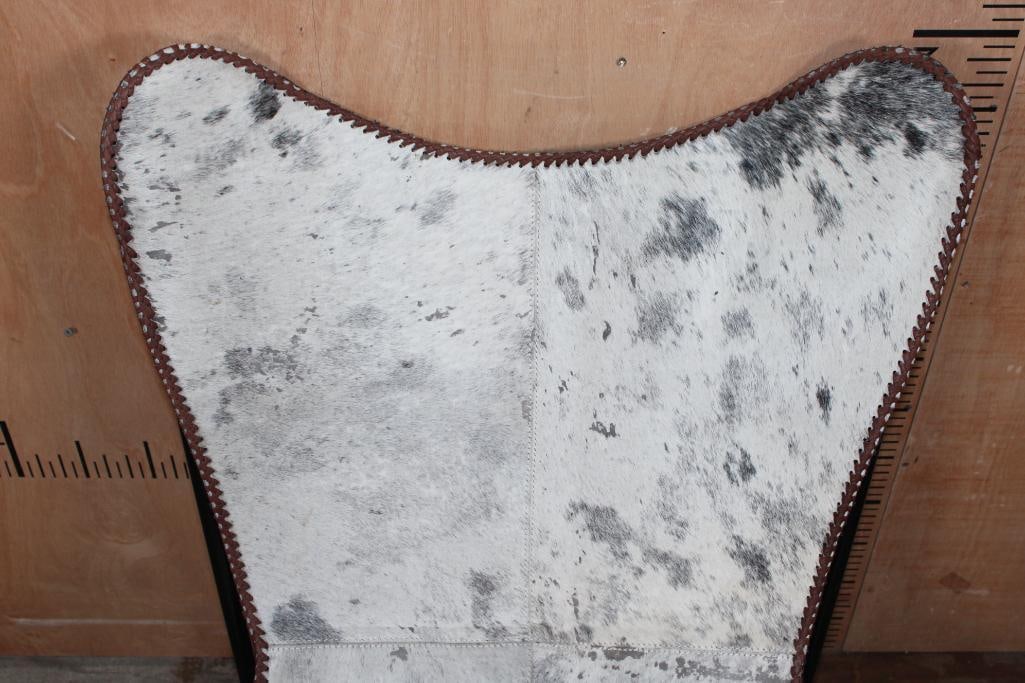 *Brand New* Grey COWHIDE CHAIR with a Black Metal Folding Frame - 4