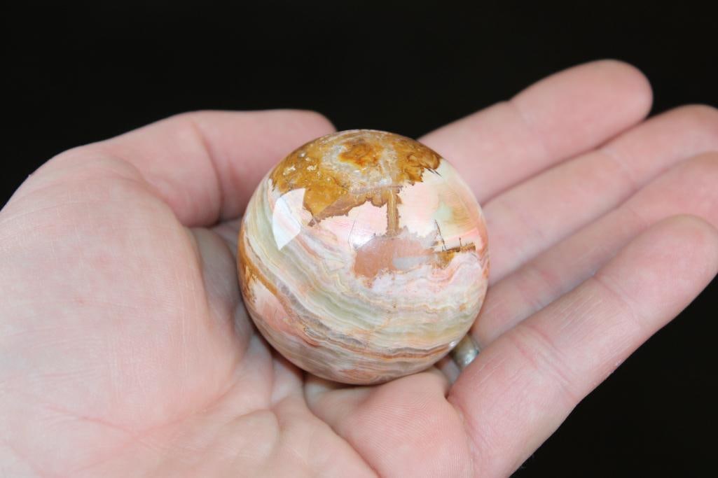 (4) Polished GREEN BANDED ONYX Mineral Spheres, Weight: 1 lb - 2