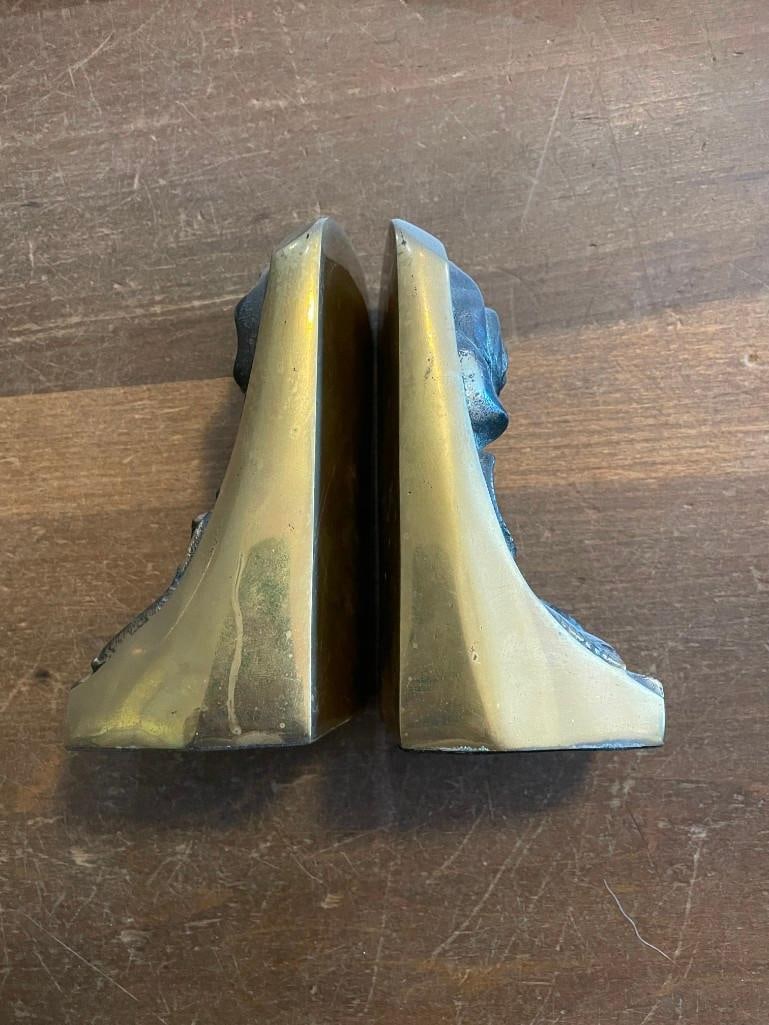 Pair of Solid Brass BOOKENDS with a Rose Bloom Design - 2