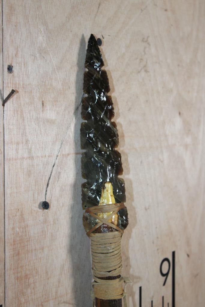 Native American Style Ceremonial STAFF or DANCE STICK with a Hand-knapped Stone Point - 2