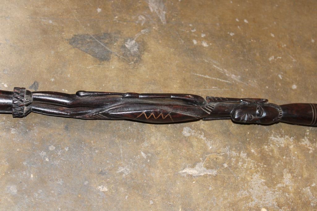 African Hardwood Hand-carved WALKING STICK or CANE - 3