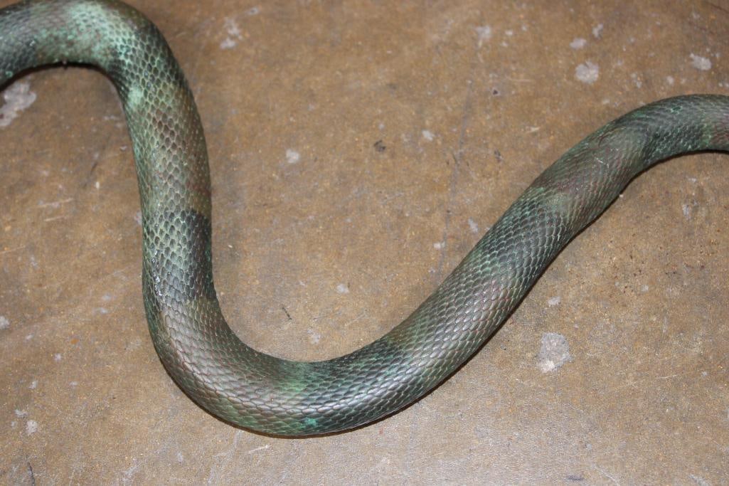 Solid Bronze CORAL SNAKE with a Green Patina - 4