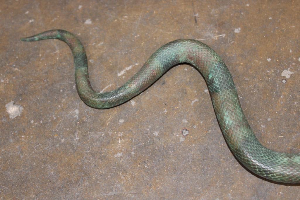 Solid Bronze CORAL SNAKE with a Green Patina - 6
