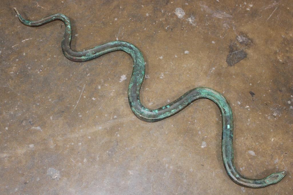 Solid Bronze CORAL SNAKE with a Green Patina - 7