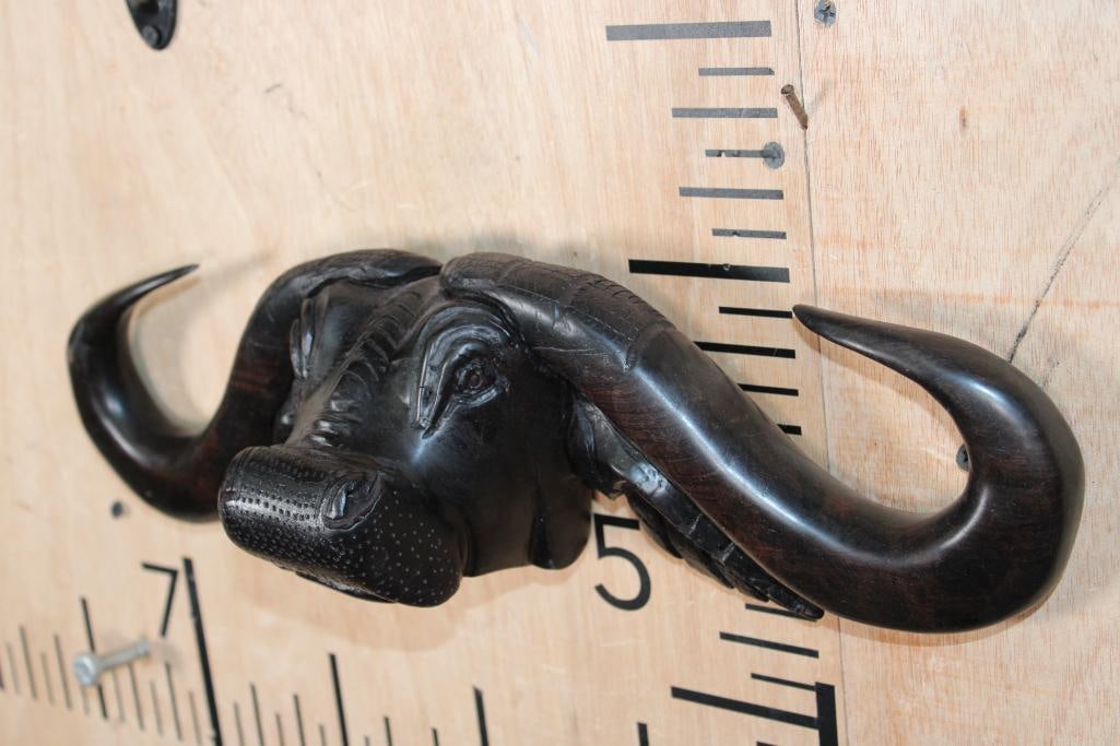 Hand-carved Wood CAPE BUFFALO Sculpture - 3