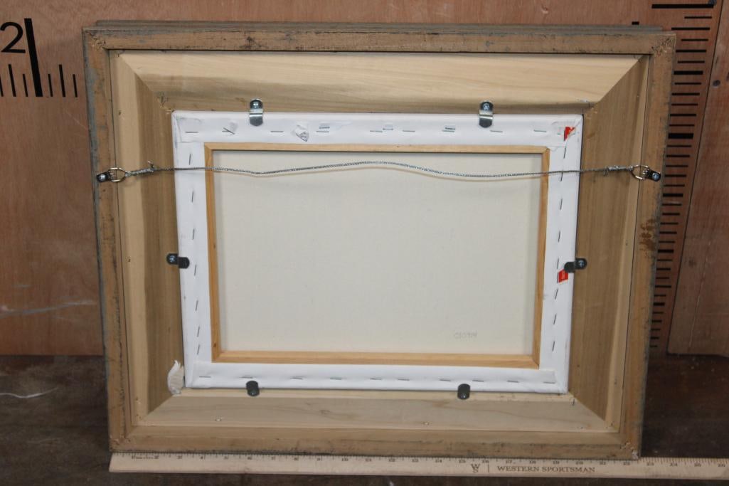 LION and WILDEBEEST Fine Art Print by Jan Martin Maguire Displayed in a Decorative Wood Frame - 4