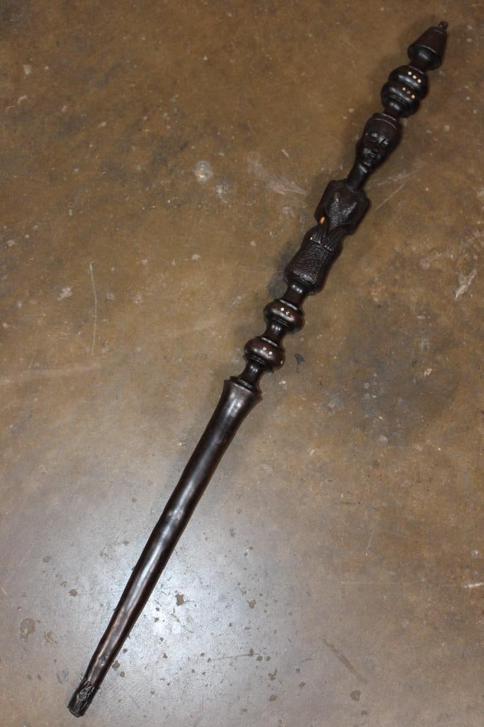 Hand-carved African Wood CANE or WALKING STICK featuring an African Woman (1 of 7)