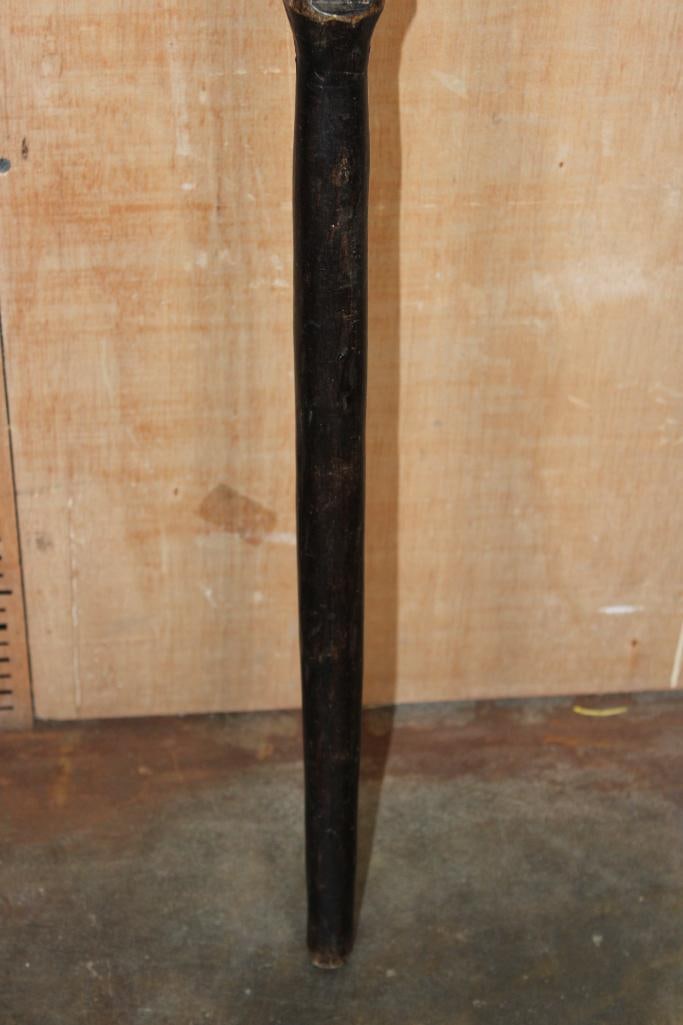 Hand-carved African Wood CANE or WALKING STICK featuring 3 African Warriors - 4