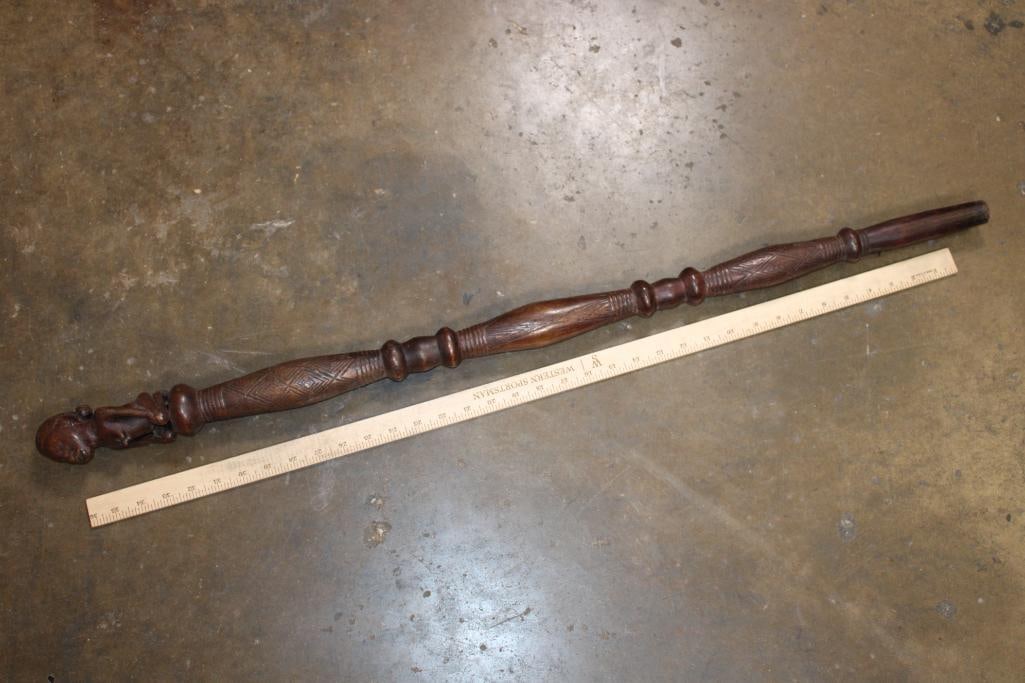 Hand-carved African Wood CANE or WALKING STICK featuring an African Woman - 2