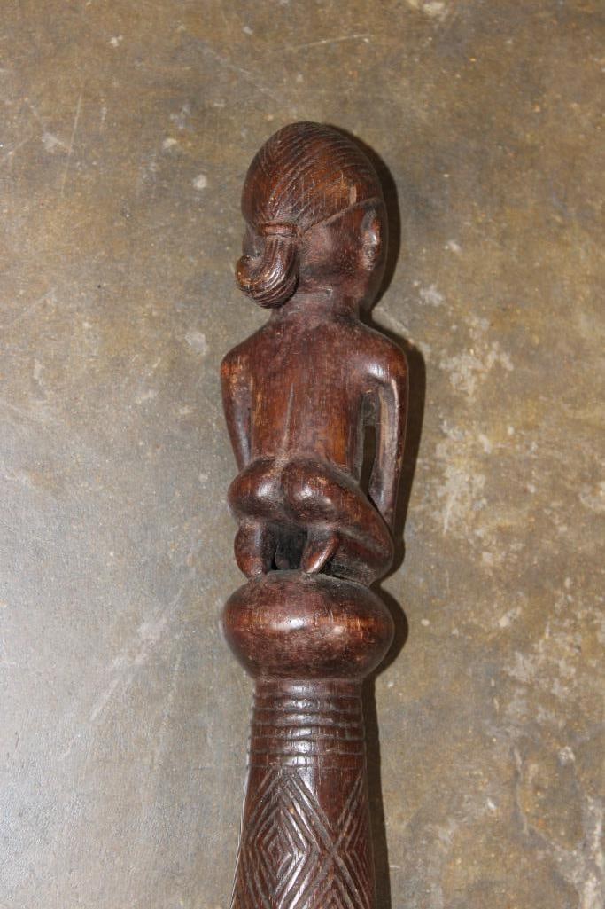 Hand-carved African Wood CANE or WALKING STICK featuring an African Woman - 6