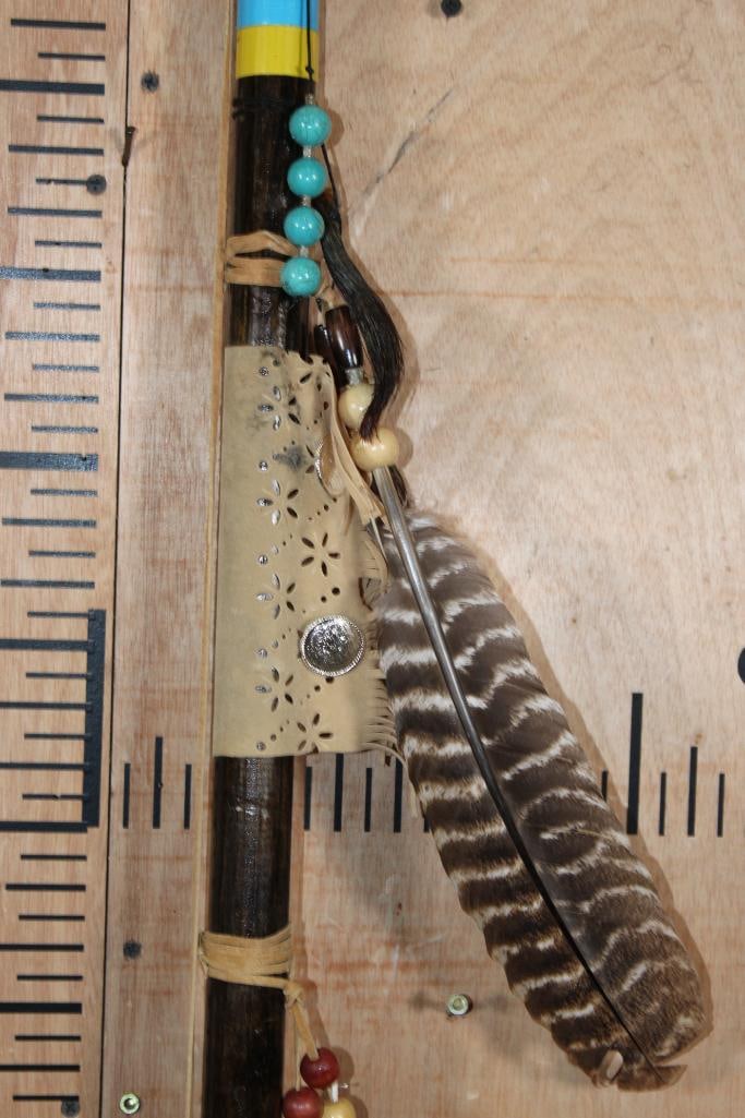 Native American Style STAFF or DANCE STICK with a Hand-knapped Stone Point - 3