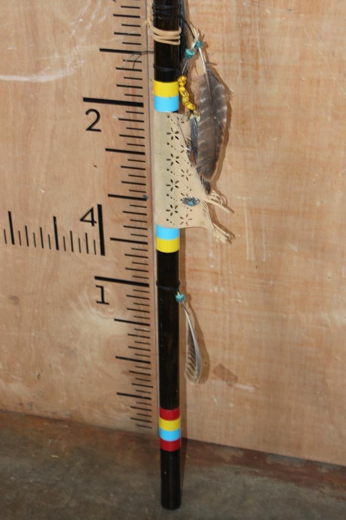 Native American Style STAFF or DANCE STICK with a Hand-knapped Stone Point - 5