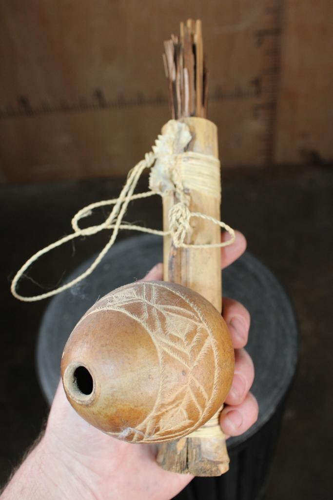 Traditional African QUIVER and Gourd with a Piranha Jaw - 4