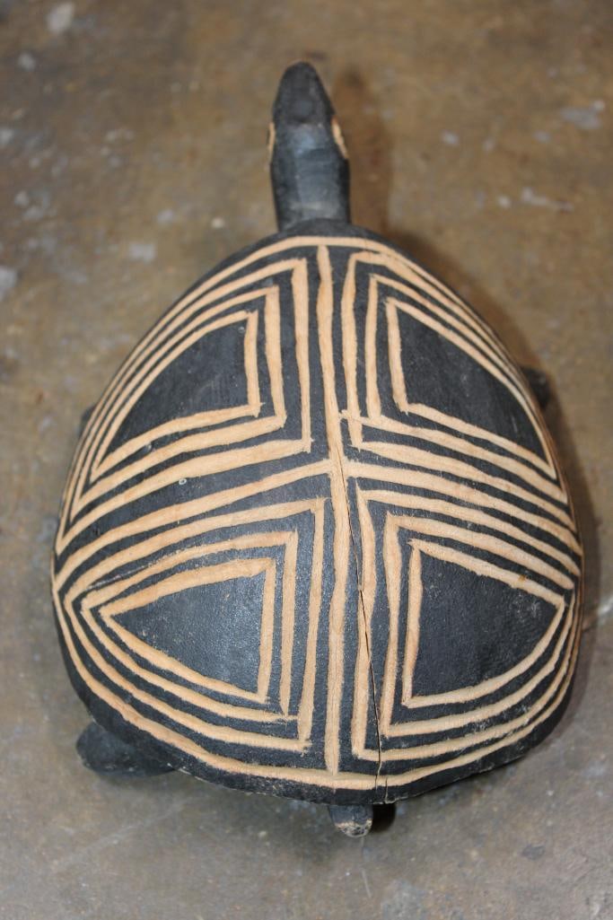 Hand-carved African Antelope MASK from Tanzania or Nigeria and a Carved Wood Turtle - 5
