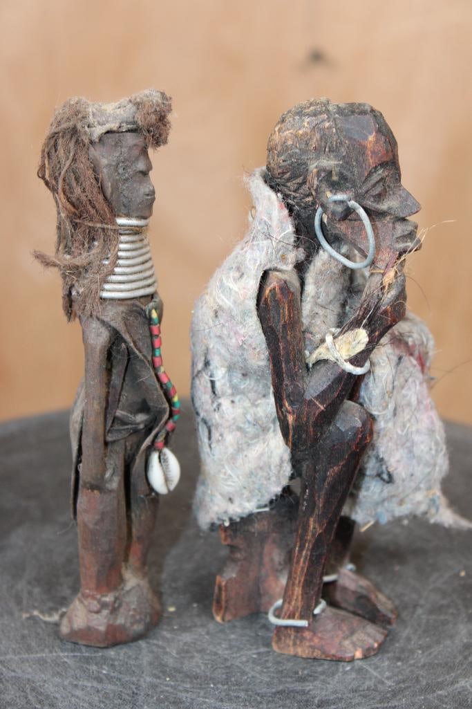 (2) Old Hand-carved Wood Figures from West or Central Africa - 2