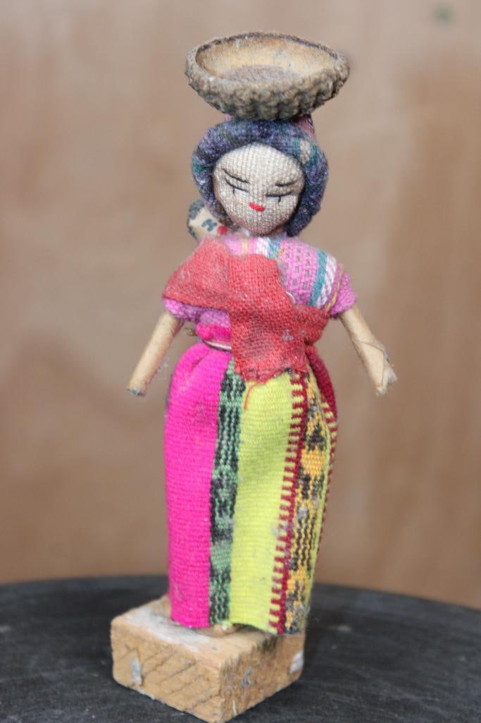 Peruvian Thread DOLL, Hand-carved DOLPHIN and Dugout CANOE - 2