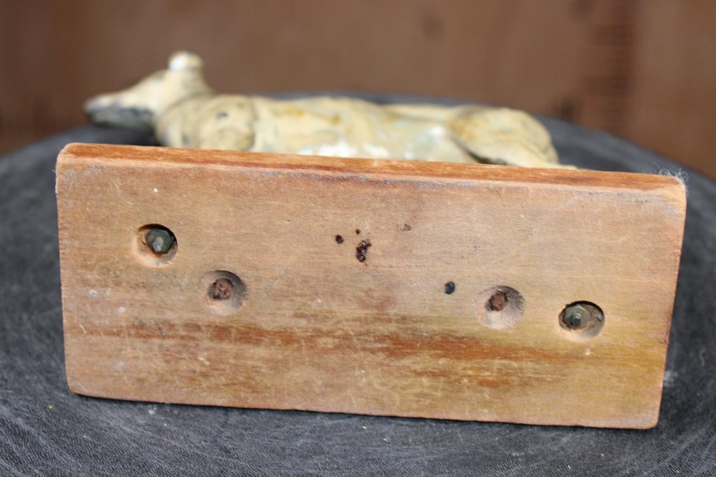 Vintage Metal GREYHOUND or WHIPPET Sculpture on a Wood Base - 6