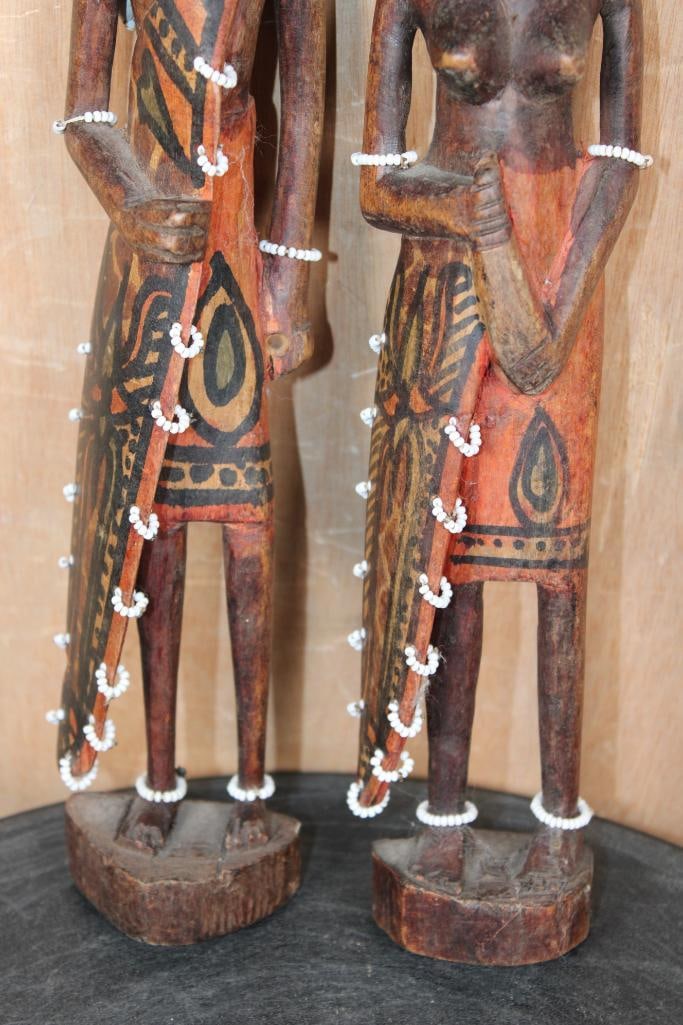 (2) Hand-carved Wood African Figures from Kenya - 3