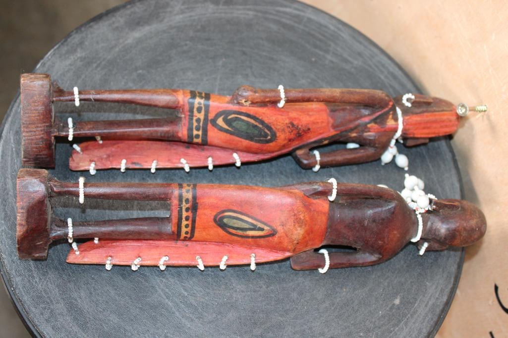 (2) Hand-carved Wood African Figures from Kenya - 5