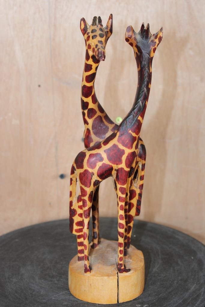 Hand-carved Wood GIRAFFE Sculpture - 2