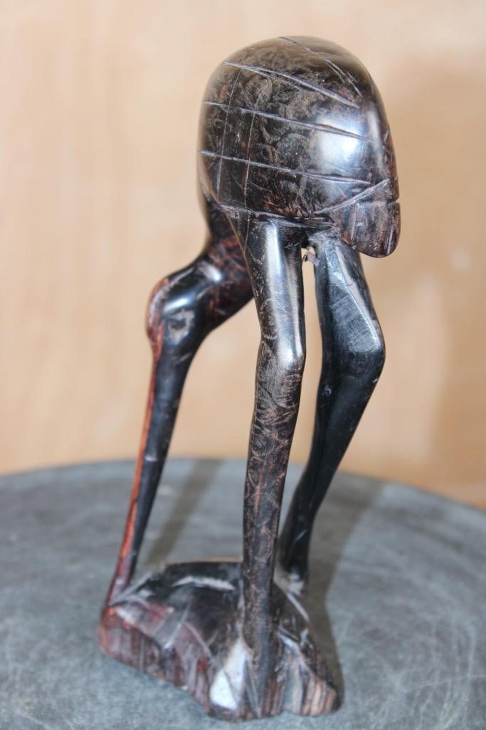 Mid-century Makonde Ebony Wood Carving of an EGRET Signed "Dik" - 2
