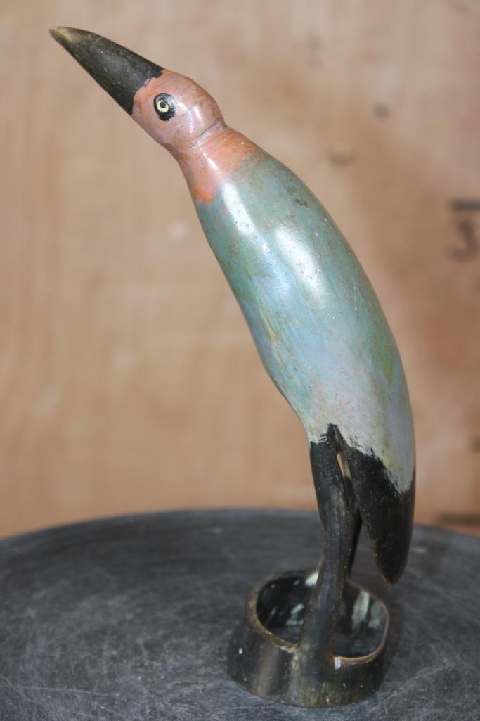 Hand-carved Cow or Ox Horn BIRD Sculpture from Zimbabwe - 3
