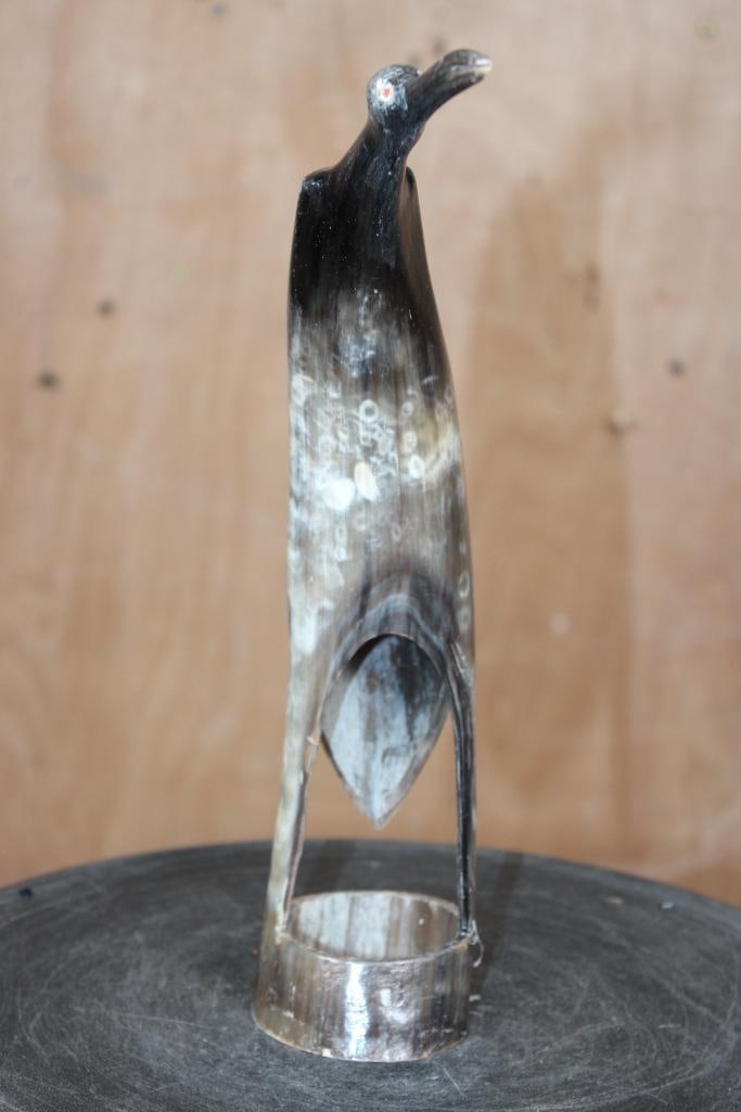Hand-carved and Polished Steer Horn BIRD Sculpture from Africa - 2