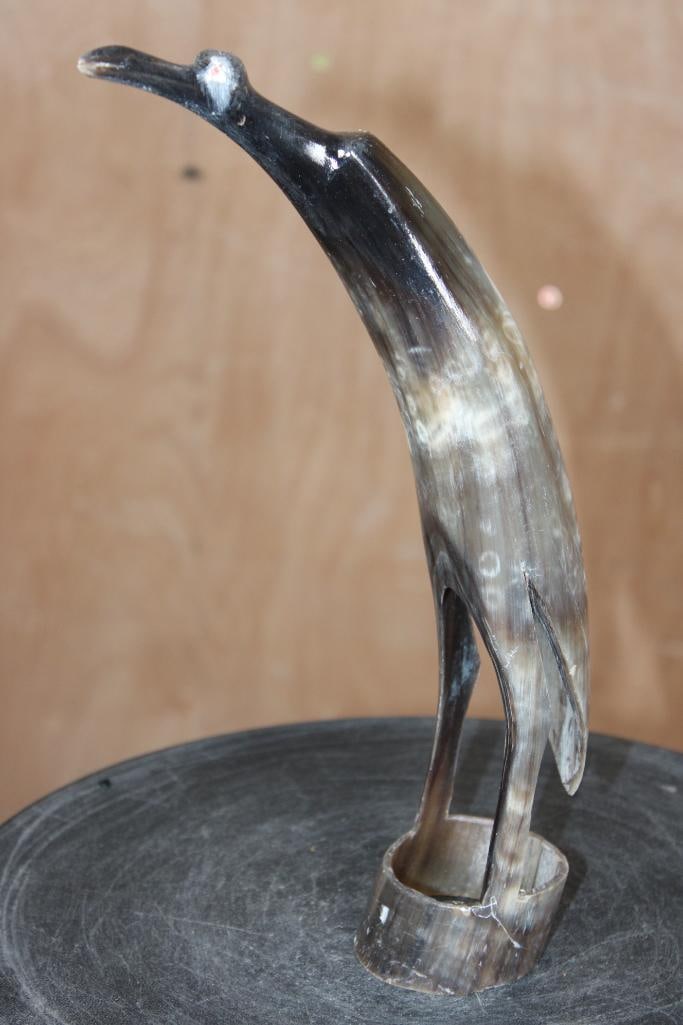 Hand-carved and Polished Steer Horn BIRD Sculpture from Africa - 3