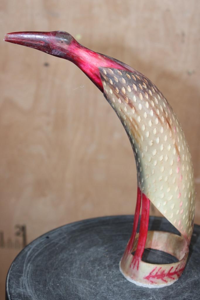 Hand-carved and Polished Steer Horn TOKAMPINI BIRD Totem from the Tiwi Islands - 3