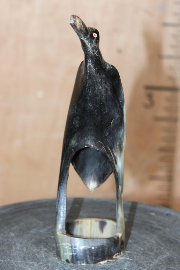 Hand-carved and Polished Steer Horn BIRD Sculpture from Africa - 2