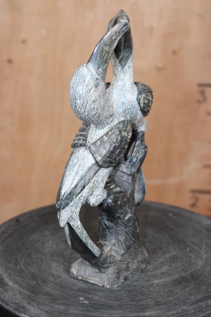 Hand-carved African Serpentine Stone SCULPTURE from Zimbabwe - 3