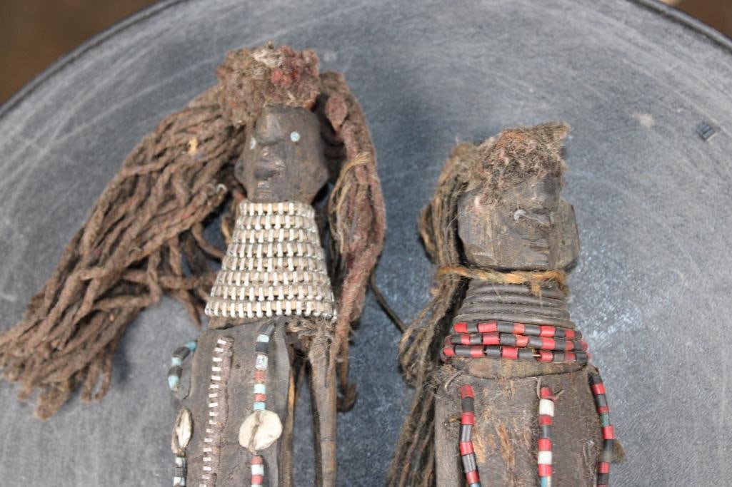2 Hand-carved Wood Fertility DOLLS from the Turkana People of Africa - 2