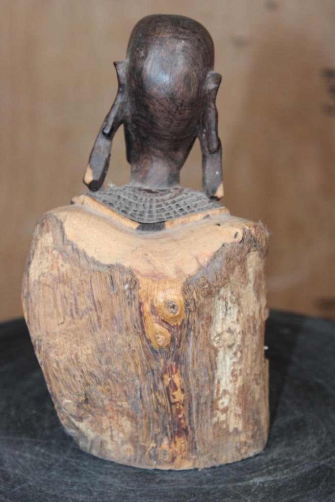 Hand-carved Maasai Woman Bust SCULPTURE - 4
