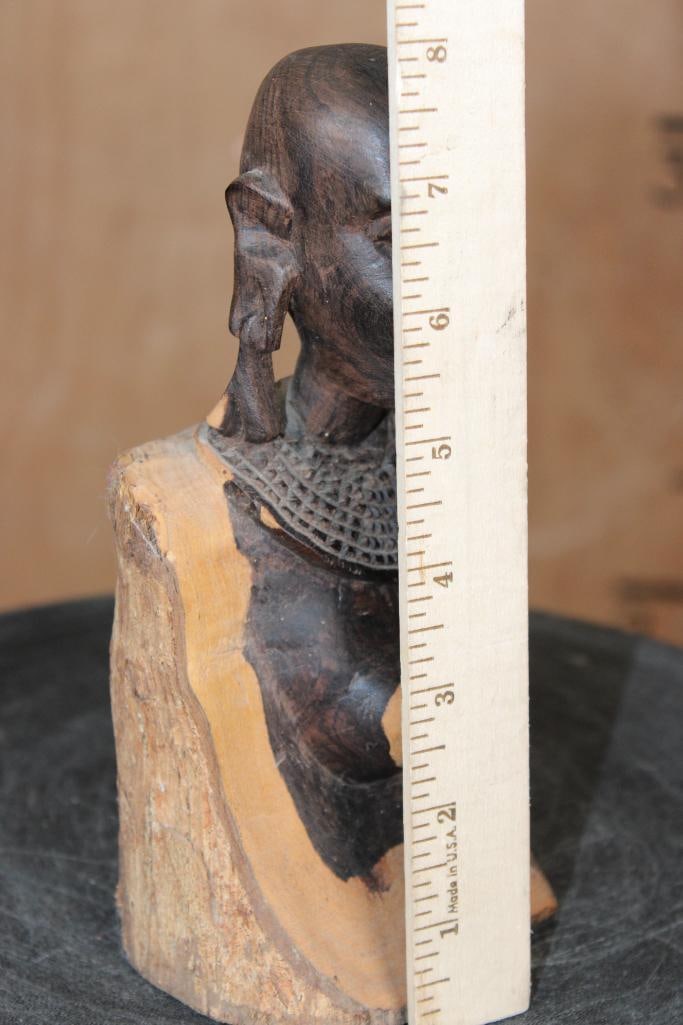 Hand-carved Maasai Woman Bust SCULPTURE - 5