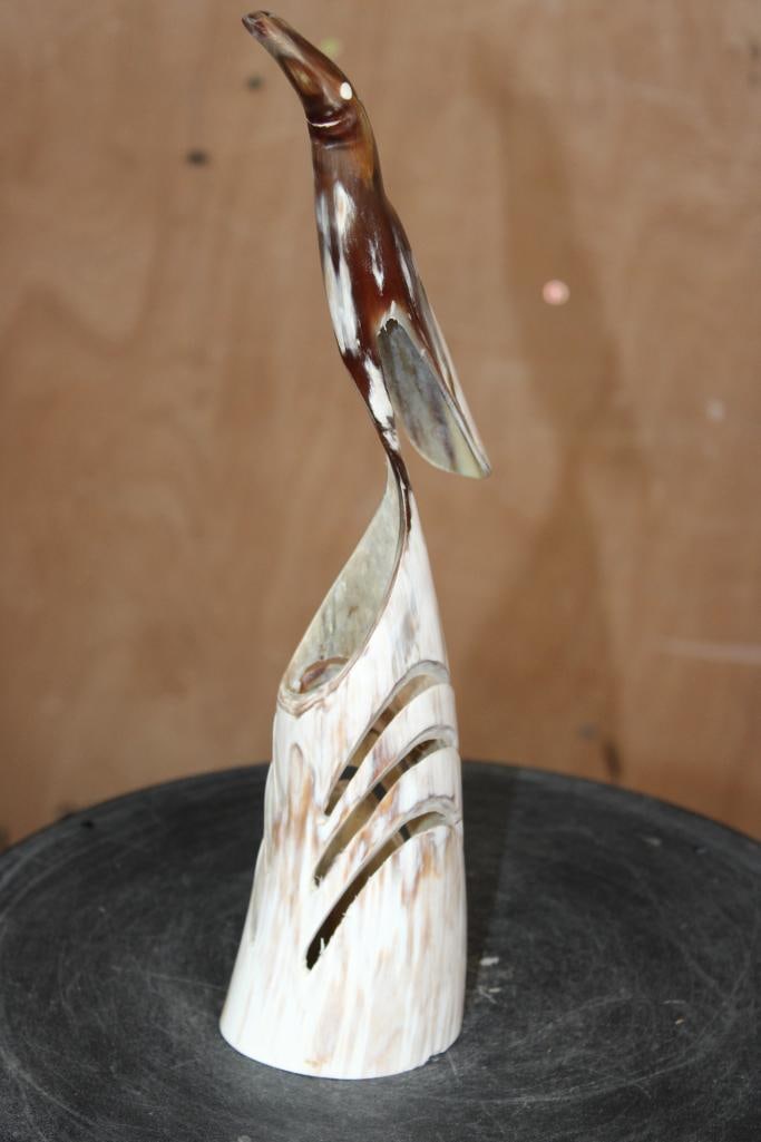 Mid-Century Hand-carved and Polished Steer Horn BIRD SCULPTURE - 2