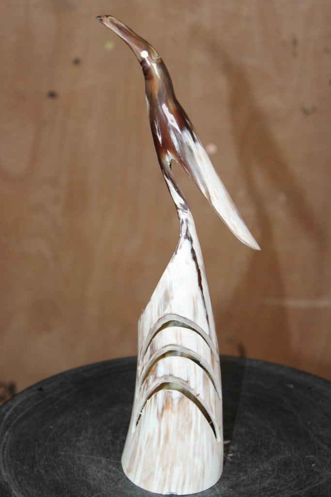 Mid-Century Hand-carved and Polished Steer Horn BIRD SCULPTURE - 3