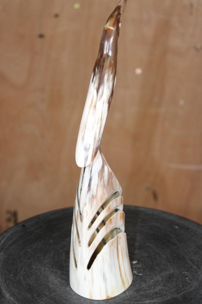Mid-Century Hand-carved and Polished Steer Horn BIRD SCULPTURE - 4
