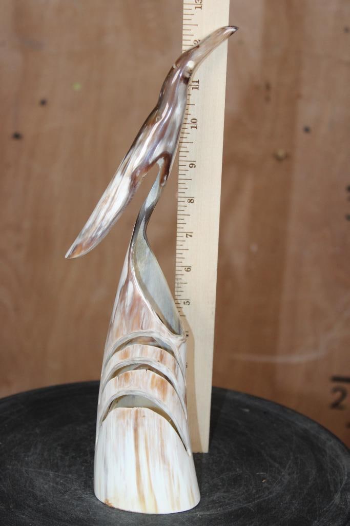 Mid-Century Hand-carved and Polished Steer Horn BIRD SCULPTURE - 5