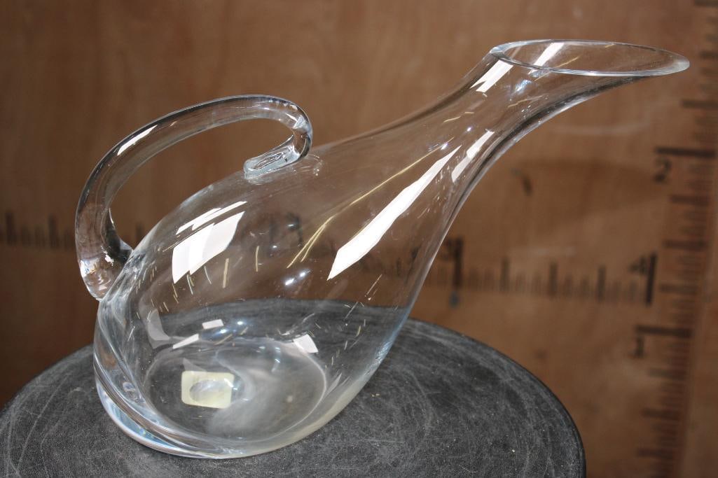 Lenox Tuscany Classics Crystal PITCHER or WINE DECANTER: Lenox Tuscany Classics Slanted Crystal Collection PITCHER or WINE DECANTER. It measures 11.5" Long x 8" Tall x 5.5" Wide and Weighs 2 lbs 15 oz. It still has the Sticker on the bottom. COLLECTIBLE